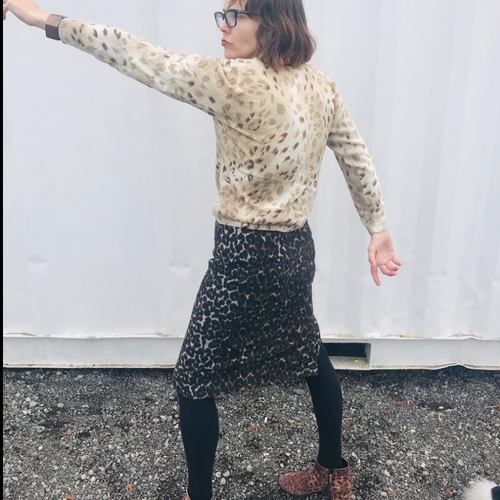 Leopard print blazer and skirt